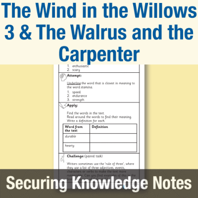 Image of Year 4 Reading (The Wind in the Willows 3 & The Walrus and the Carpenter) Knowledge Notes SKN CUSP Resource