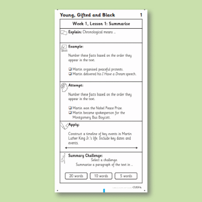 Y4 Reading (Young, Gifted and Black 1) Knowledge Notes KN