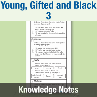 Image of Year 4 Reading (Young, Gifted and Black 3) Knowledge Notes KN CUSP Resource