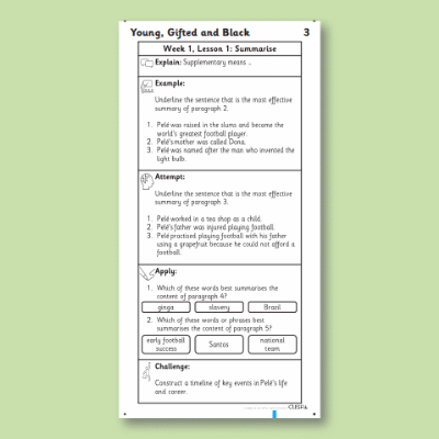 Y4 Reading (Young, Gifted and Black 3) Knowledge Notes KN