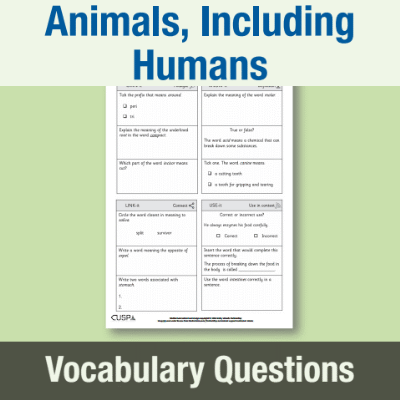 Image of Year 4 Science (Animals, Including Humans) Vocabulary Questions VQ CUSP Resource