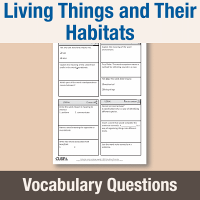 Image of Year 4 Science (Living Things and Their Habitats) Vocabulary Questions VQ CUSP Resource