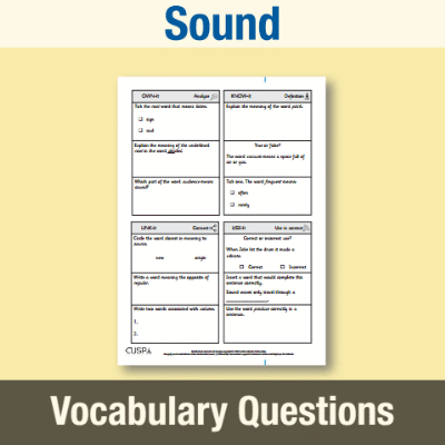 Image of Year 4 Science (Sound) Vocabulary Questions VQ CUSP Resource