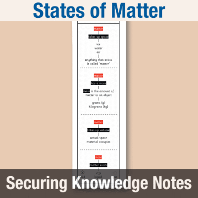 Image of Year 4 Science (States of Matter) Knowledge Notes SKN CUSP Resource