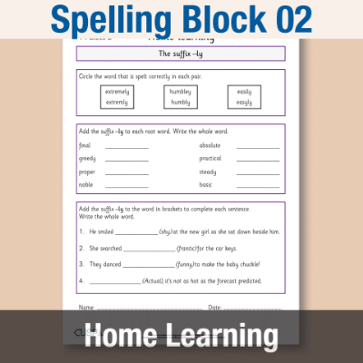 Image of Year 4 Spelling Block 02 Home Learning HL CUSP Resource