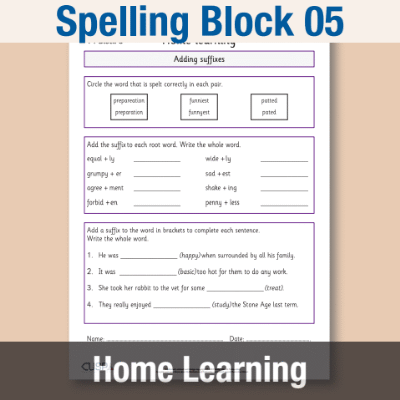 Image of Year 4 Spelling Block 05 Home Learning HL CUSP Resource