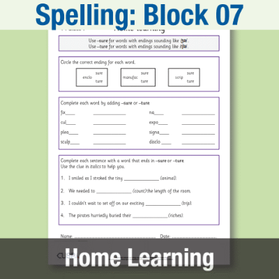 Image of Year 4 Spelling Block 07 Home Learning HL CUSP Resource