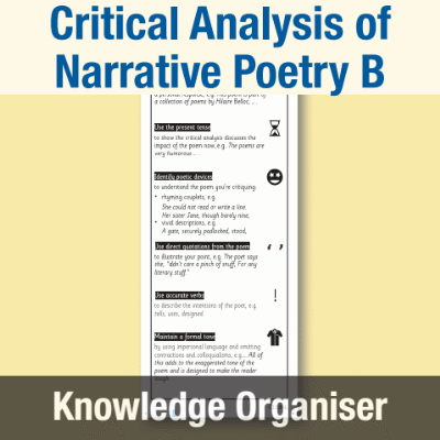 Image of Year 4 Writing B (Critical Analysis of Narrative Poetry) Knowledge Organiser KO CUSP Resource