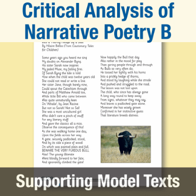 Image of Year 4 Writing B (Critical Analysis of Narrative Poetry) Supporting Model Text SMT CUSP Resource