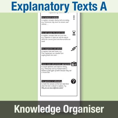 Image of Year 4 Writing A (Explanatory Texts) Knowledge Organiser KO CUSP Resource
