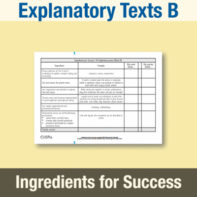Image of Year 4 Writing B (Explanatory Texts) Ingredients for Success IFS CUSP Resource