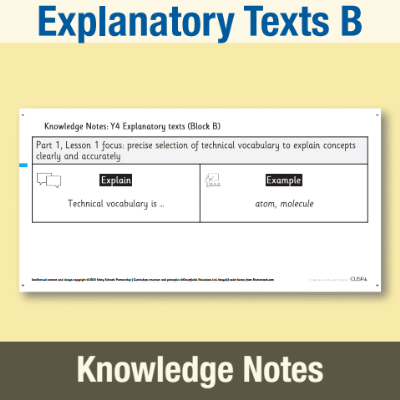 Image of Year 4 Writing B (Explanatory Texts) Knowledge Notes KN CUSP Resource