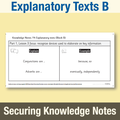 Image of Year 4 Writing B (Explanatory Texts) Knowledge Notes SKN CUSP Resource