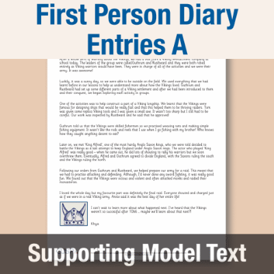 Image of Year 4 Writing A (First Person Diary Entries) Supporting Model Text SMT CUSP Resource