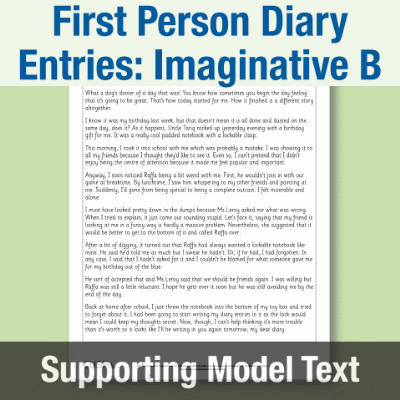 Image of Year 4 Writing B (First Person Diary Entries: Imaginative) Supporting Model Text SMT CUSP Resource