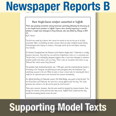Image of Year 4 Writing B (Newspaper Reports) Supporting Model Text SMT CUSP Resource