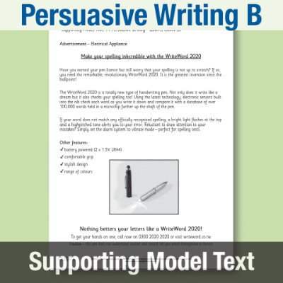 Image of Year 4 Writing B (Persuasive Writing) Supporting Model Text SMT CUSP Resource