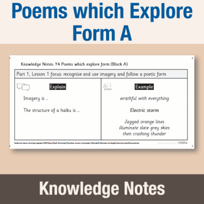 Image of Year 4 Writing A (Poems which Explore Form) Knowledge Notes KN CUSP Resource