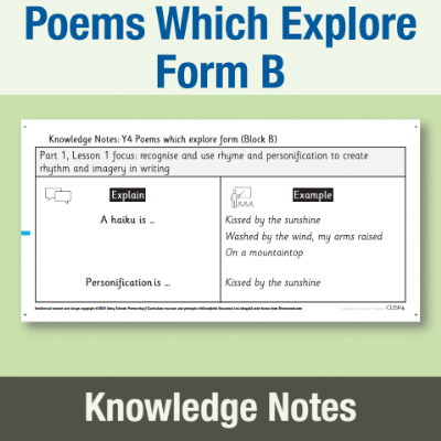 Image of Year 4 Writing B (Poems Which Explore Form) Knowledge Notes KN CUSP Resource