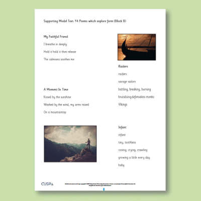 Y4 Writing B (Poems Which Explore Form) Supporting Model Text SMT