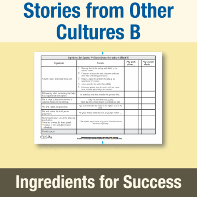 Image of Year 4 Writing B (Stories from Other Cultures) Ingredients for Success IFS CUSP Resource