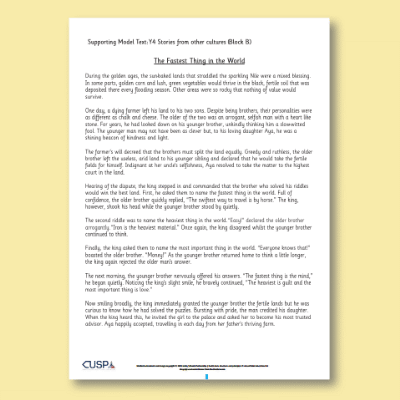 Y4 Writing B (Stories from Other Cultures) Supporting Model Text SMT