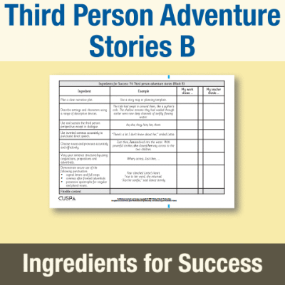 Image of Year 4 Writing B (Third Person Adventure Stories) Ingredients for Success IFS CUSP Resource