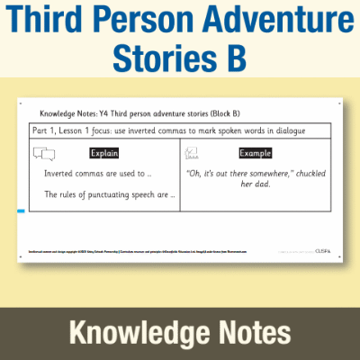 Image of Year 4 Writing B (Third Person Adventure Stories) Knowledge Notes KN CUSP Resource