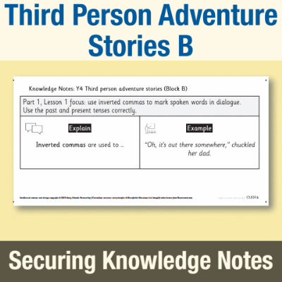 Image of Year 4 Writing B (Third Person Adventure Stories) Knowledge Notes SKN CUSP Resource