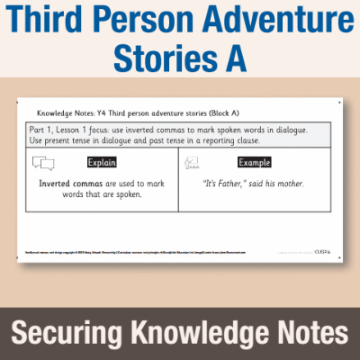 Image of Year 4 Writing A (Third Person Adventure Stories) Knowledge Notes SKN CUSP Resource