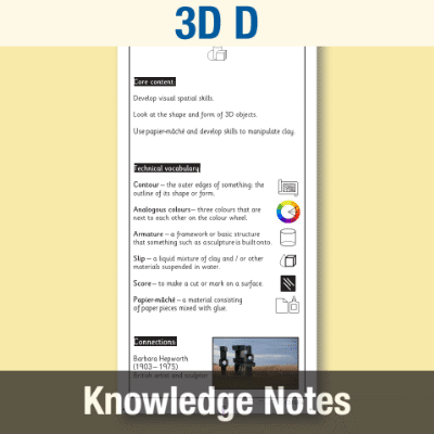 Image of Year 5 Art and Design D (3D) Knowledge Notes KN CUSP Resource