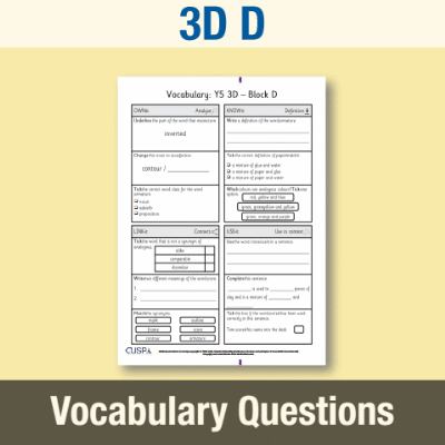 Image of Year 5 Art and Design D (3D) Vocabulary Questions VQ CUSP Resource