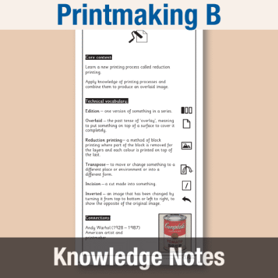 Image of Year 5 Art and Design B (Printmaking) Knowledge Notes KN CUSP Resource