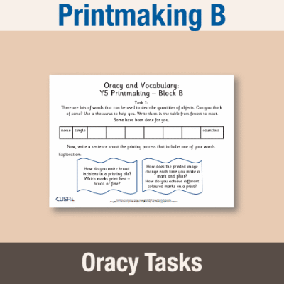 Image of Year 5 Art and Design B (Printmaking) Oracy Tasks OT CUSP Resource