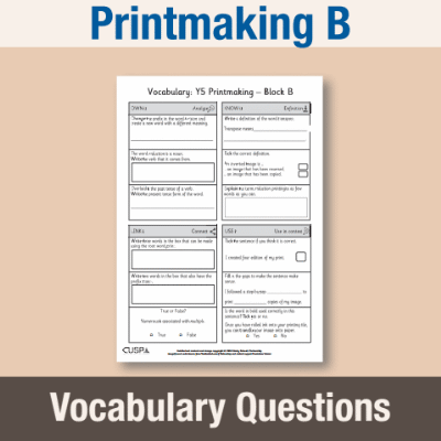 Image of Year 5 Art and Design B (Printmaking) Vocabulary Questions VQ CUSP Resource