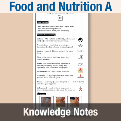 Image of Year 5 Design and Technology A (Food and Nutrition) Knowledge Notes KN CUSP Resource