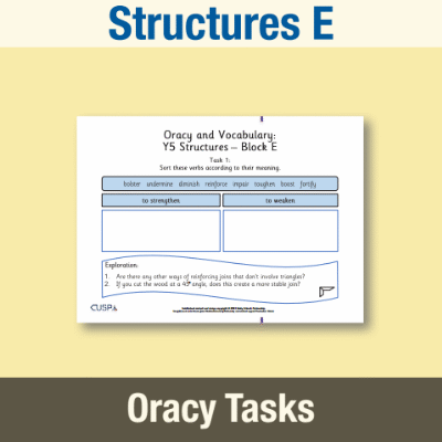 Image of Year 5 Design and Technology E (Structures) Oracy Tasks OT CUSP Resource