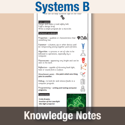 Image of Year 5 Design and Technology B (Systems) Knowledge Notes KN CUSP Resource
