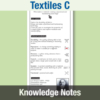 Image of Year 5 Design and Technology C (Textiles) Knowledge Notes KN CUSP Resource