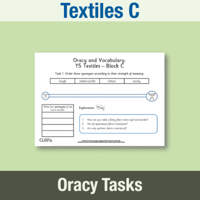 Image of Year 5 Design and Technology C (Textiles) Oracy Tasks OT CUSP Resource