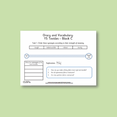 Y5 Design and Technology C (Textiles) Oracy Tasks OT