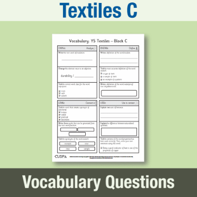 Image of Year 5 Design and Technology C (Textiles) Vocabulary Questions VQ CUSP Resource