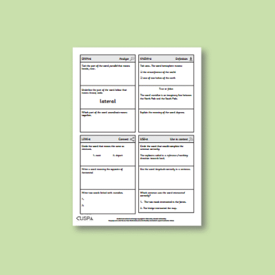 Y5 Geography (4 and 6 Figure Grid References) Vocabulary Questions VQ