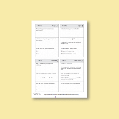 Y5 Geography (OS Maps and Fieldwork) Vocabulary Questions VQ