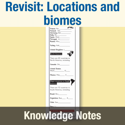 Image of Year 5 Geography (Revisit: Locations and biomes) Knowledge Notes KN CUSP Resource