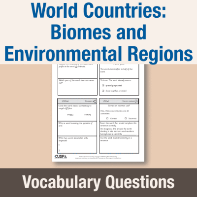 Image of Year 5 Geography (World Countries - Biomes and Environmental Regions) Vocabulary Questions VQ CUSP Resource