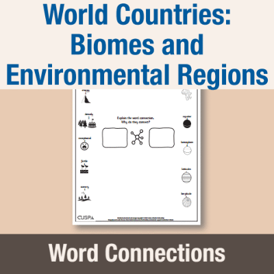 Image of Year 5 Geography (World Countries - Biomes and Environmental Regions) Word Connections WC CUSP Resource