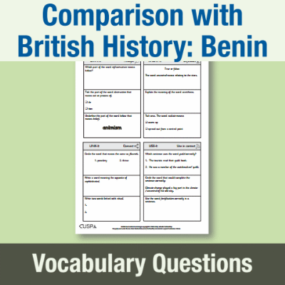Image of Year 5 History (Study a non-European society that contrasts with British history: Benin, West Africa) Vocabulary Questions VQ CUSP Resource