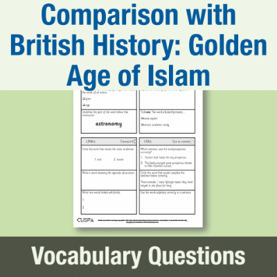 Image of Year 5 History (Study a non-European society that contrasts with British history: The Golden Age of Islam) Vocabulary Questions VQ CUSP Resource
