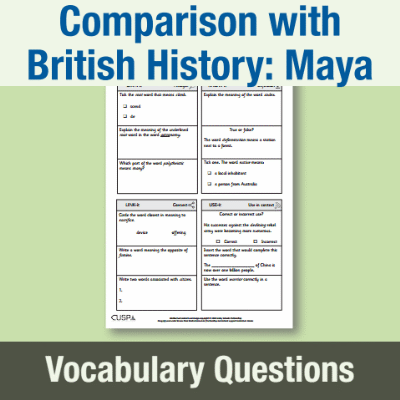 Image of Year 5 History (Study a non-European society that contrasts with British history: Maya) Vocabulary Questions VQ CUSP Resource